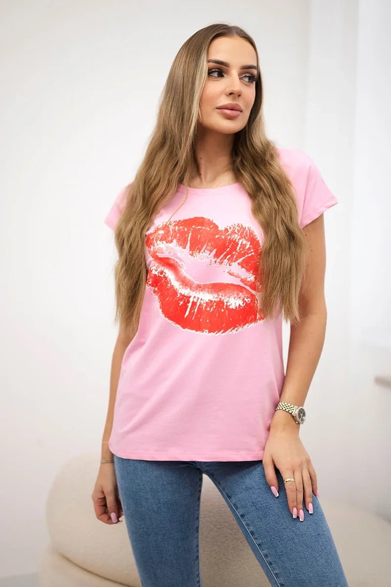 T-shirt with a print 8985 / – Pink || Light цвет / color | Lexline Fashion