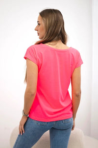 T-shirt with a print 8985 / – Pink || Neon цвет / color | Lexline Fashion