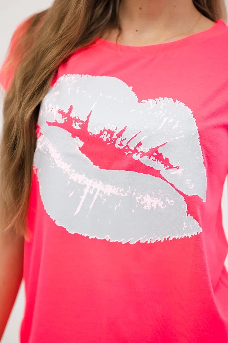 T-shirt with a print 8985 / – Pink || Neon цвет / color | Lexline Fashion