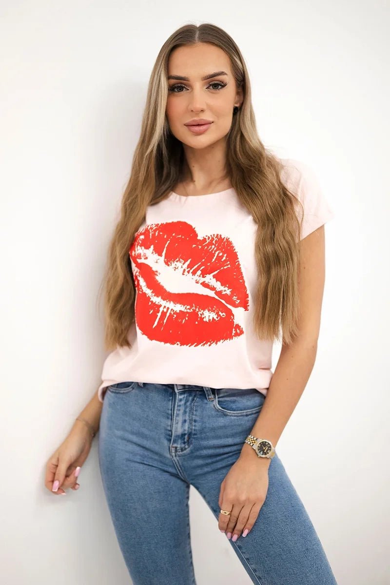 T-shirt with a print 8985 / – Powder цвет / color | Lexline Fashion