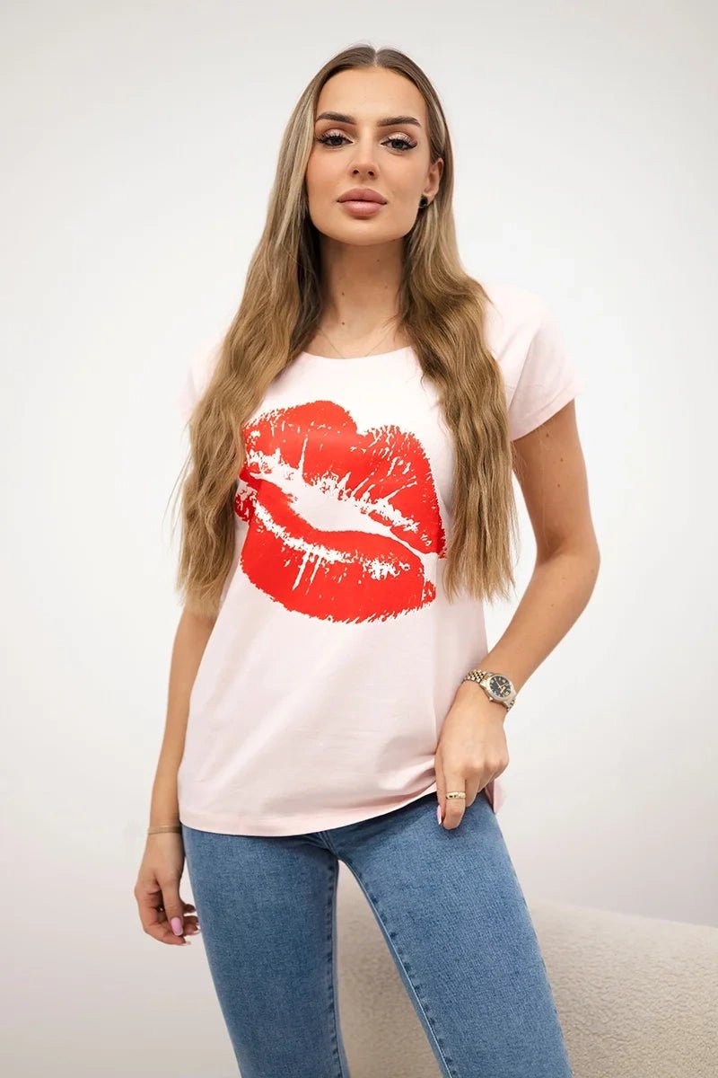T-shirt with a print 8985 / – Powder цвет / color | Lexline Fashion