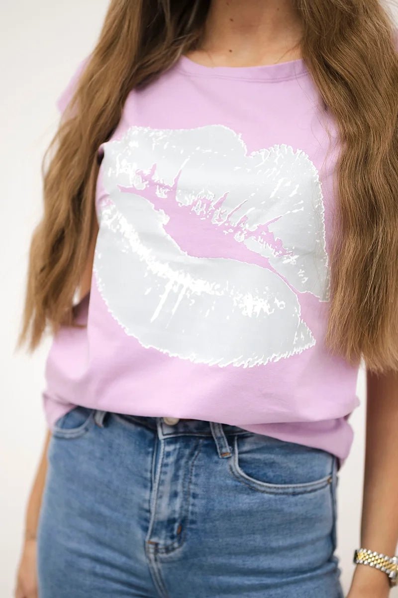 T-shirt with a print 8985 / – Purple цвет / color | Lexline Fashion