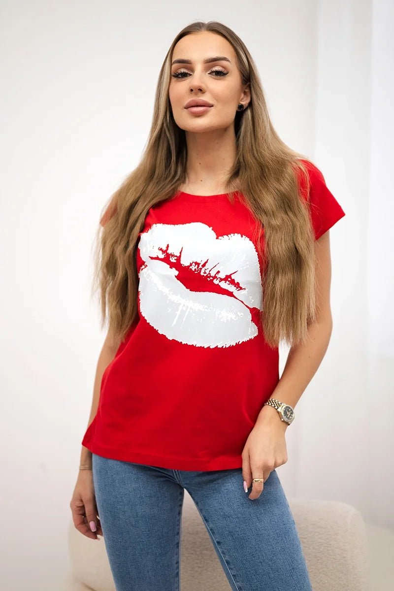T-shirt with a print 8985 / – Red цвет / color | Lexline Fashion