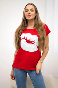 T-shirt with a print 8985 / – Red цвет / color | Lexline Fashion