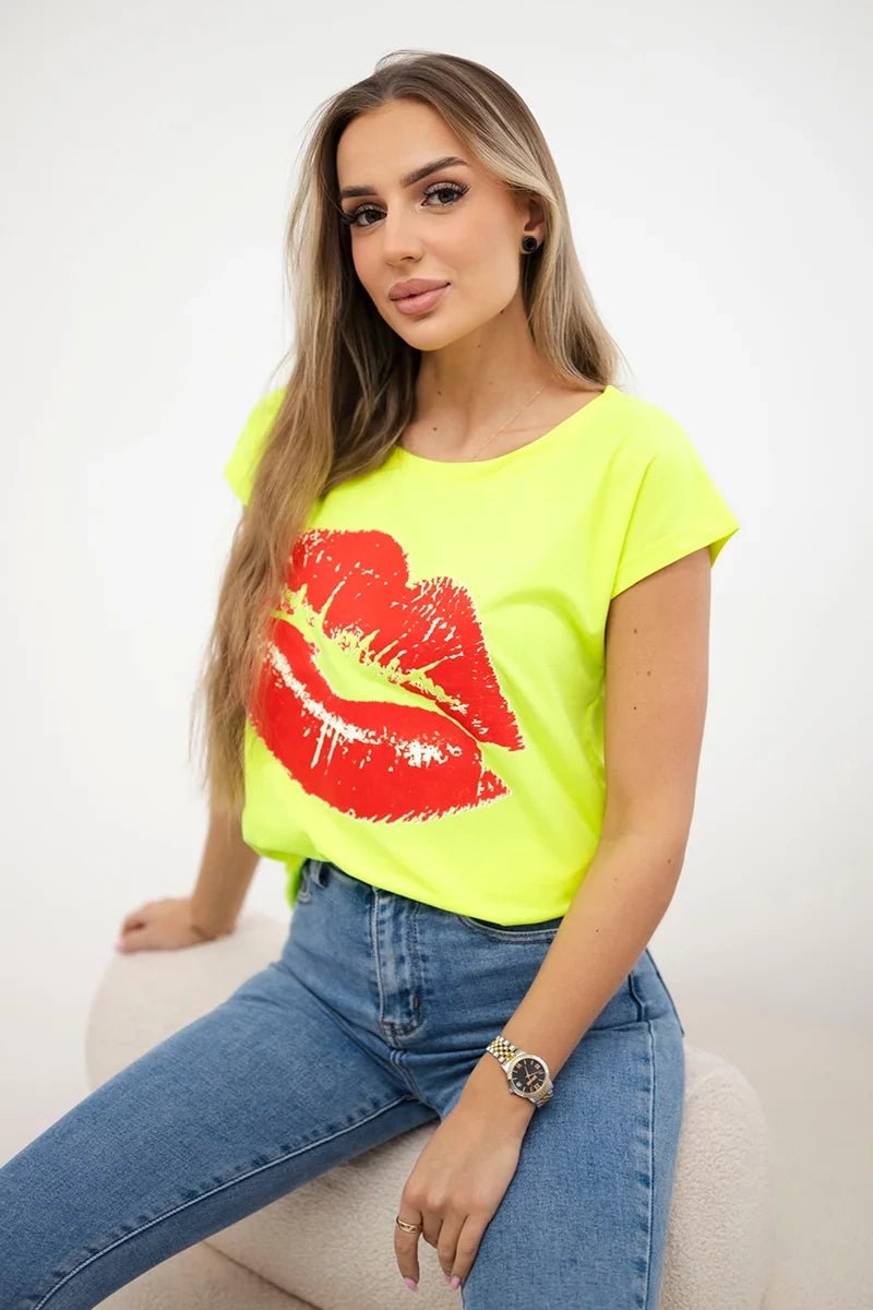 T-shirt with a print 8985 / – Yellow || Neon цвет / color | Lexline Fashion