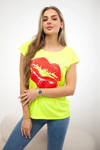 T-shirt with a print 8985 / – Yellow || Neon цвет / color | Lexline Fashion