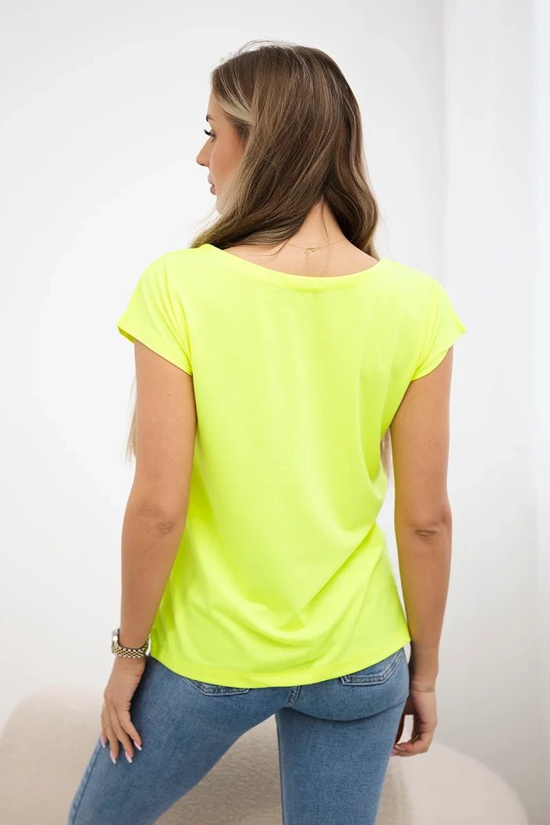 T-shirt with a print 8985 / – Yellow || Neon цвет / color | Lexline Fashion