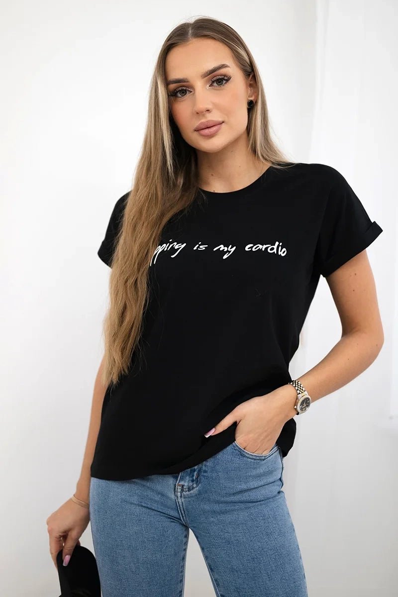 T-shirt with print 65297 / – Black цвет / color | Lexline Fashion