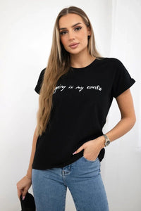 T-shirt with print 65297 / – Black цвет / color | Lexline Fashion