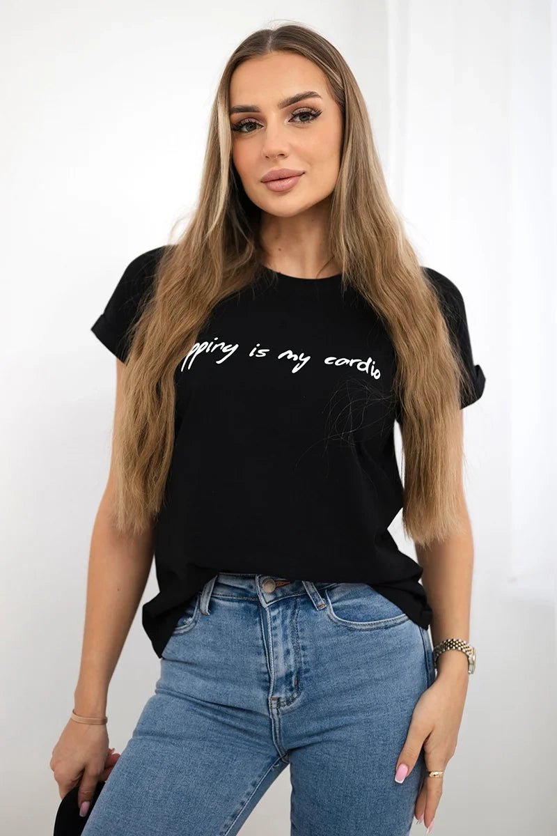 T-shirt with print 65297 / – Black цвет / color | Lexline Fashion