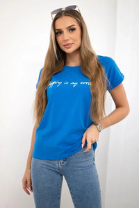 T-shirt with print 65297 / – Blue cornflower цвет / color | Lexline Fashion