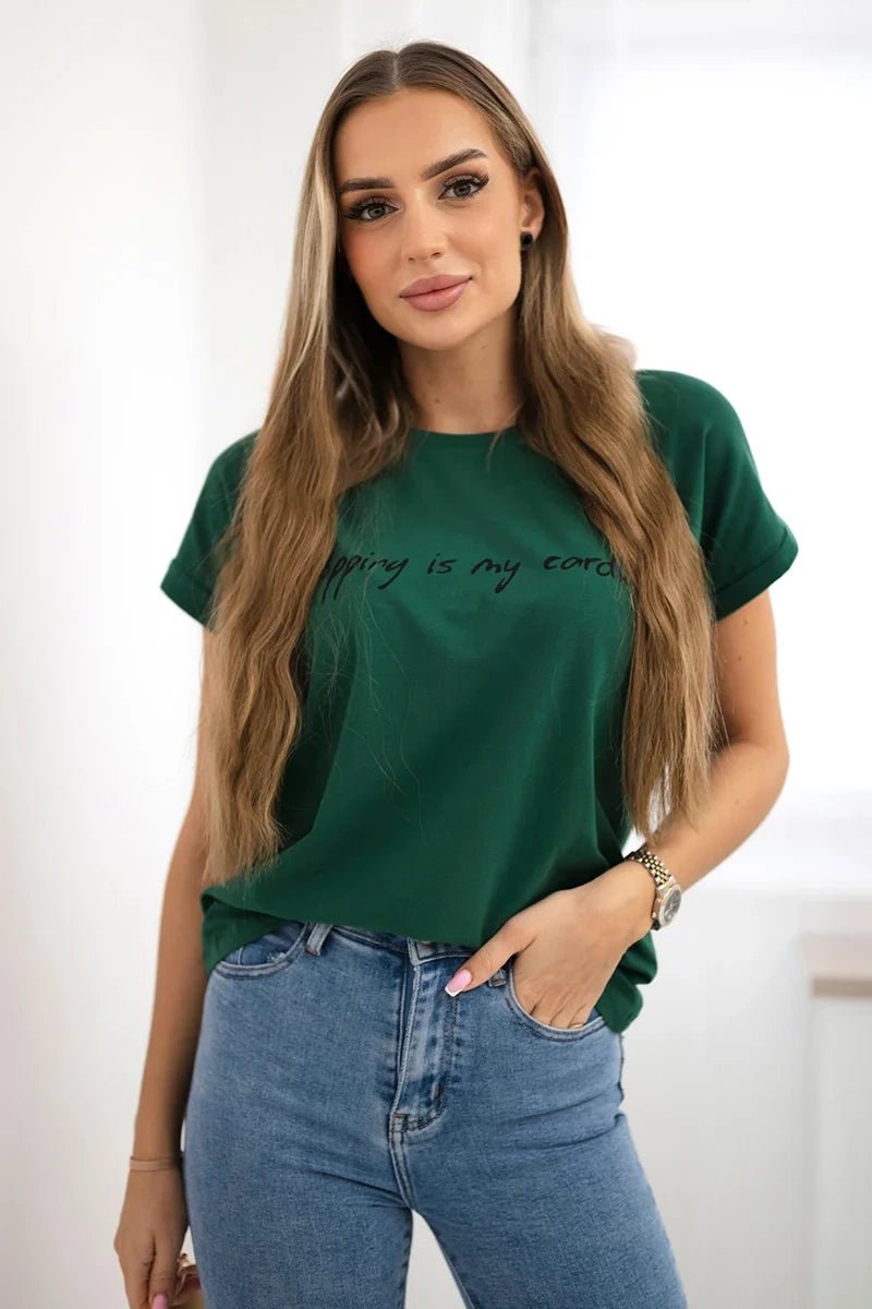 T-shirt with print 65297 / – Dark || green цвет / color | Lexline Fashion