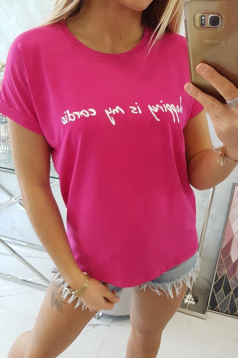 T-shirt with print 65297 / – Fuchsia цвет / color | Lexline Fashion