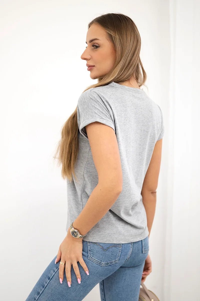 T-shirt with print 65297 / – Gray цвет / color | Lexline Fashion
