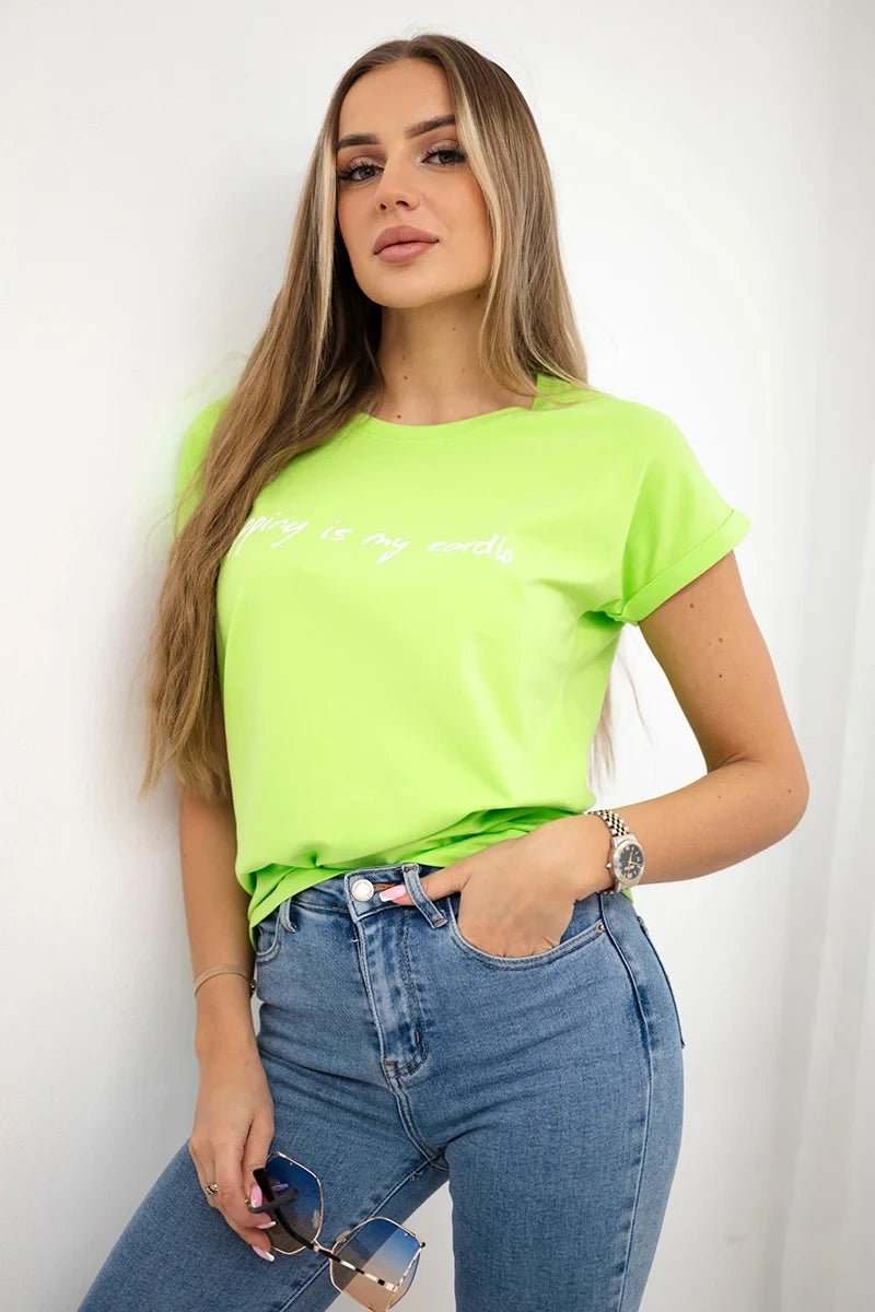 T-shirt with print 65297 / – Green || Light цвет / color | Lexline Fashion