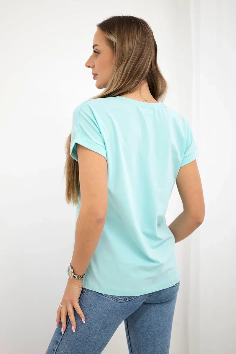 T-shirt with print 65297 / – Mint цвет / color | Lexline Fashion