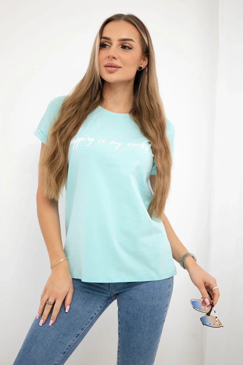 T-shirt with print 65297 / – Mint цвет / color | Lexline Fashion