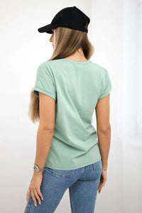 T-shirt with print 65297 / – Mint || Dark цвет / color | Lexline Fashion