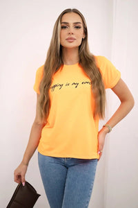 T-shirt with print 65297 / – Orange || Neon цвет / color | Lexline Fashion
