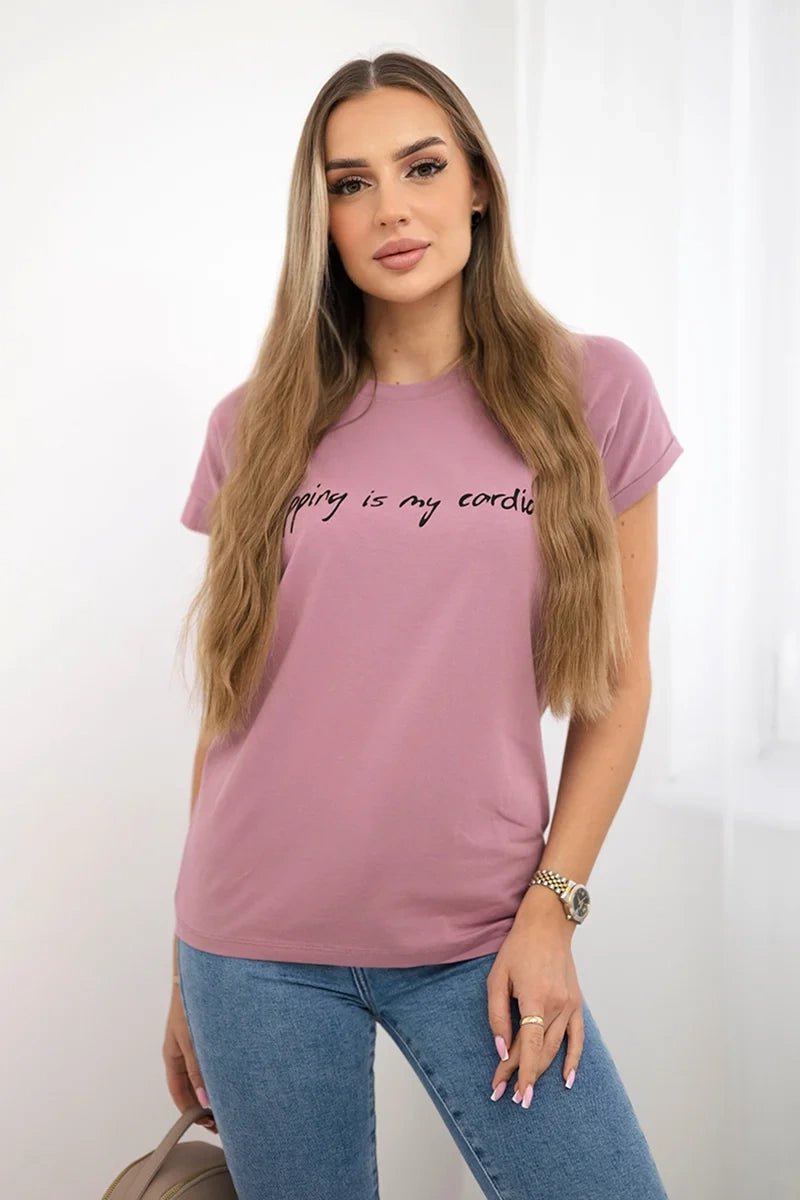 T-shirt with print 65297 / – Pink || Dark цвет / color | Lexline Fashion