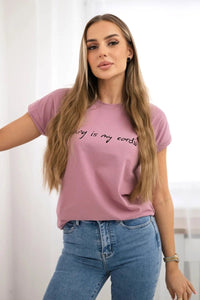 T-shirt with print 65297 / – Pink || Dark цвет / color | Lexline Fashion
