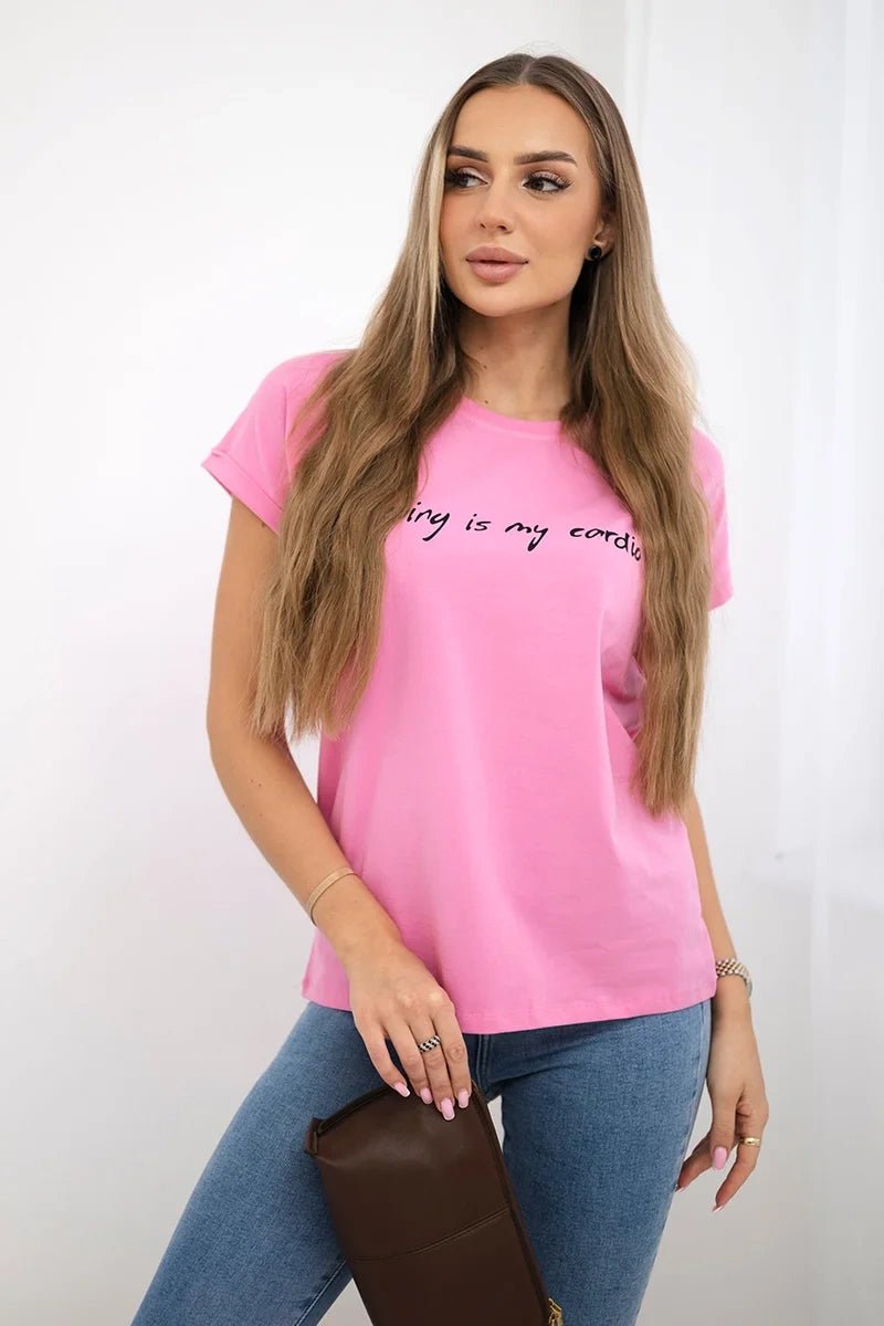 T-shirt with print 65297 / – Pink || Light цвет / color | Lexline Fashion