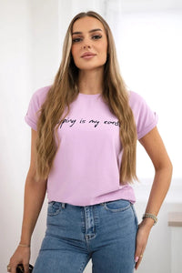 T-shirt with print 65297 / – Purple цвет / color | Lexline Fashion