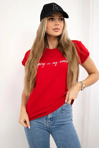 T-shirt with print 65297 / – Red цвет / color | Lexline Fashion