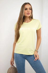 T-shirt with print 65297 / – Yellow || Light цвет / color | Lexline Fashion
