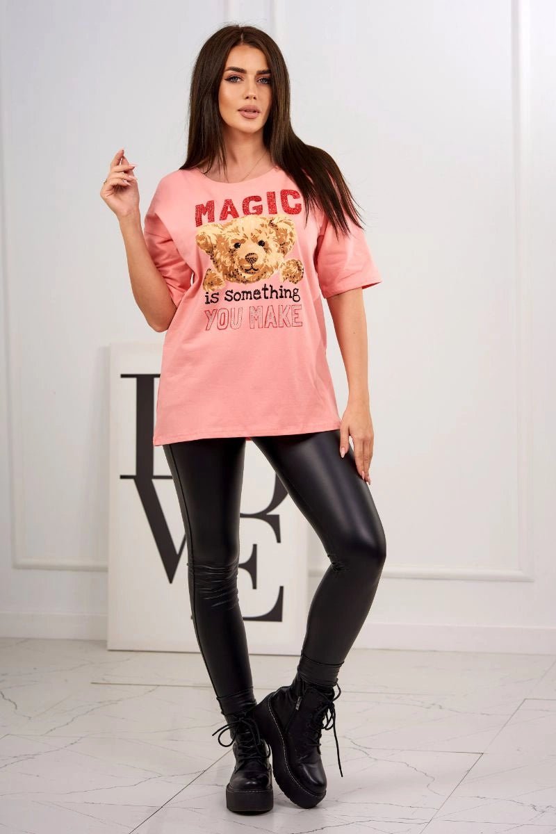 T-shirt with print 9243 / – Apricot цвет / color | Lexline Fashion