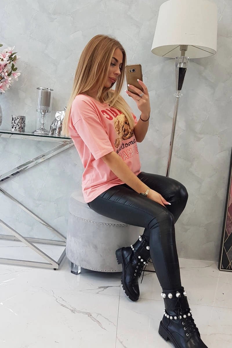 T-shirt with print 9243 / – Apricot цвет / color | Lexline Fashion