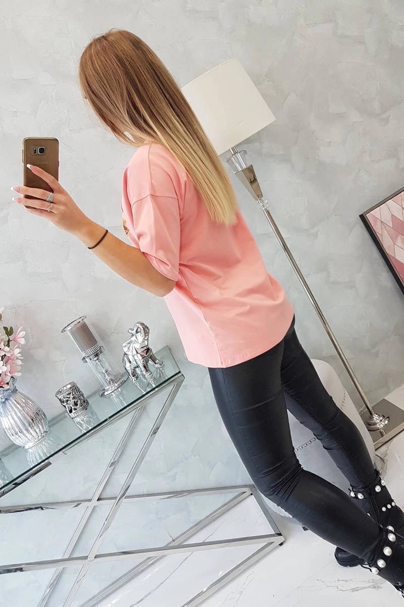 T-shirt with print 9243 / – Apricot цвет / color | Lexline Fashion