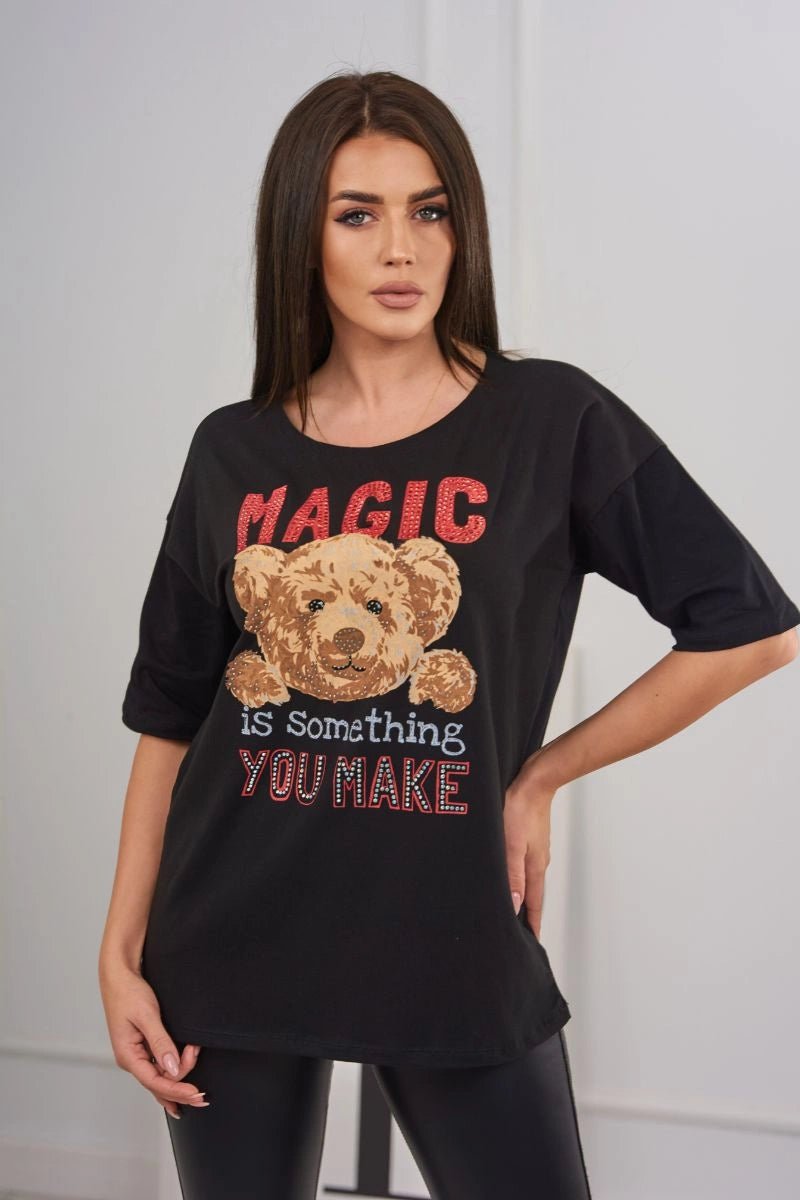 T-shirt with print 9243 / – Black цвет / color | Lexline Fashion