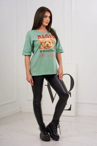 T-shirt with print 9243 / – Dark || Mint цвет / color | Lexline Fashion