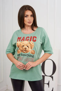 T-shirt with print 9243 / – Dark || Mint цвет / color | Lexline Fashion