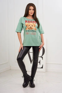 T-shirt with print 9243 / – Dark || Mint цвет / color | Lexline Fashion