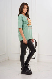 T-shirt with print 9243 / – Dark || Mint цвет / color | Lexline Fashion