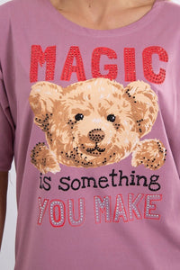 T-shirt with print 9243 / – Dark || pink цвет / color | Lexline Fashion