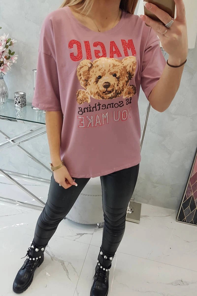 T-shirt with print 9243 / – Dark || pink цвет / color | Lexline Fashion