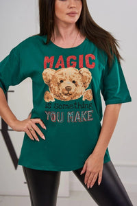 T-shirt with print 9243 / – Green цвет / color | Lexline Fashion