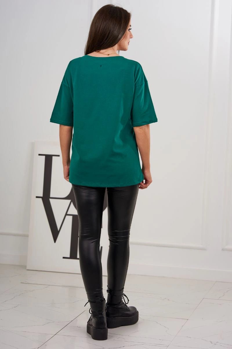 T-shirt with print 9243 / – Green цвет / color | Lexline Fashion