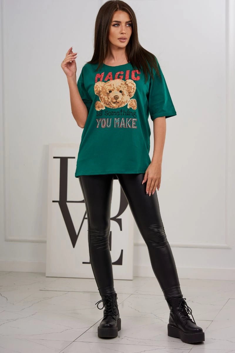 T-shirt with print 9243 / – Green цвет / color | Lexline Fashion
