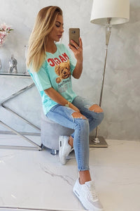 T-shirt with print 9243 / – Mint цвет / color | Lexline Fashion
