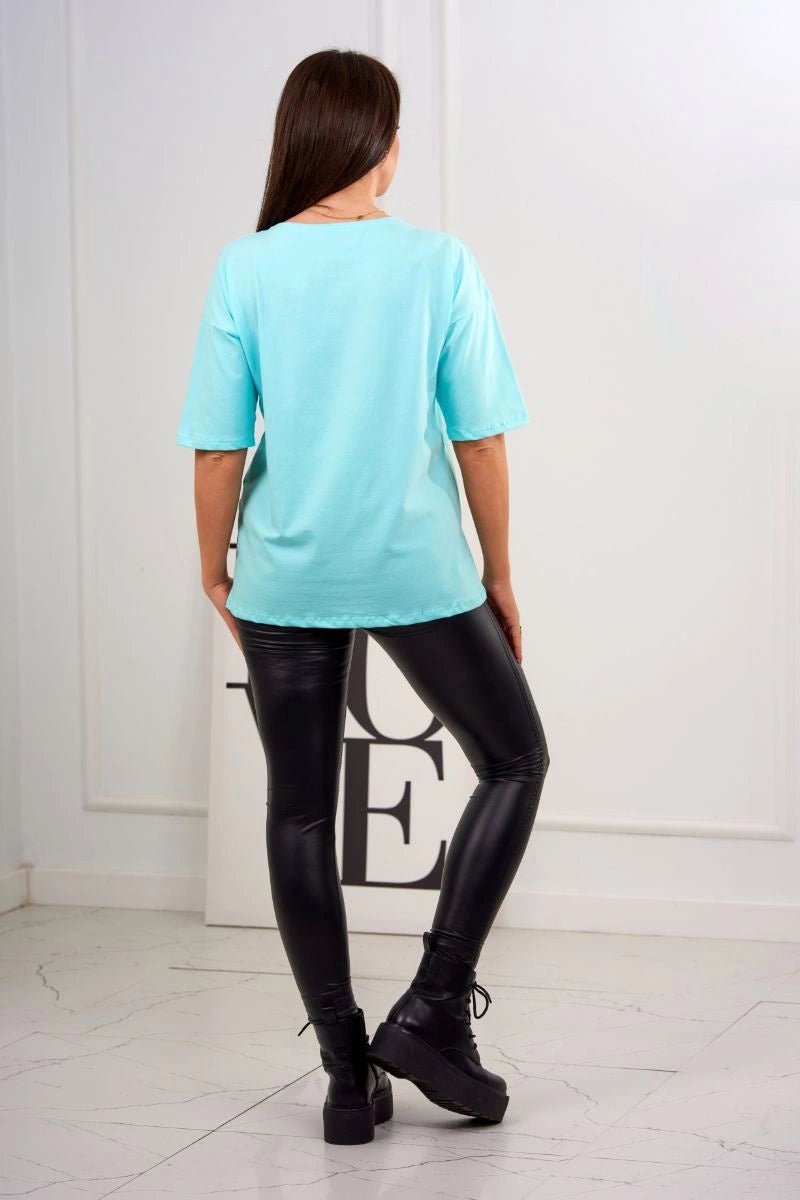 T-shirt with print 9243 / – Mint цвет / color | Lexline Fashion