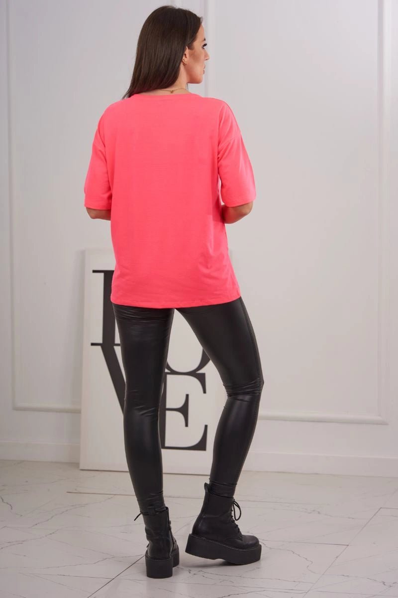 T-shirt with print 9243 / – Neon pink цвет / color | Lexline Fashion
