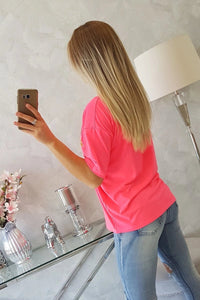 T-shirt with print 9243 / – Neon pink цвет / color | Lexline Fashion