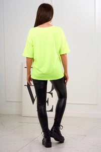 T-shirt with print 9243 / – Yellow neon цвет / color | Lexline Fashion
