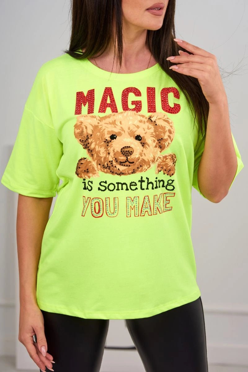T-shirt with print 9243 / – Yellow neon цвет / color | Lexline Fashion