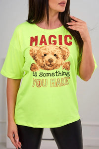 T-shirt with print 9243 / – Yellow neon цвет / color | Lexline Fashion