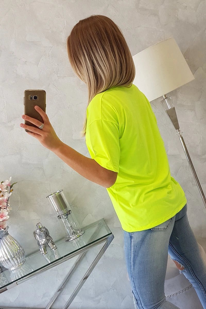 T-shirt with print 9243 / – Yellow neon цвет / color | Lexline Fashion